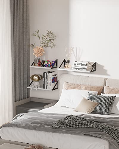 Bayka Floating Shelves For Bedroom Decor, Rustic Wood Wall Shelves For Living Room Wall Mounted, Hanging Shelving For Bathroom, Laundry Room, Small Shelf For Plants, Books(Gray-White,Set Of 3) #TOP4