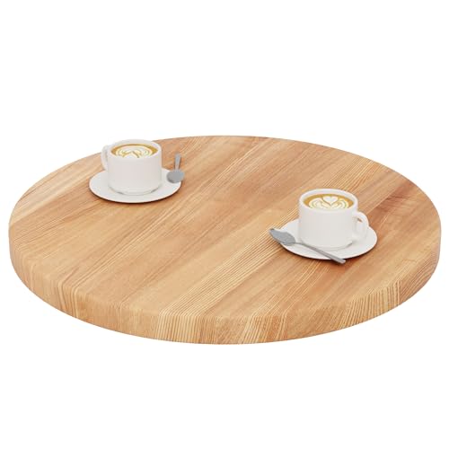 LAMO Manufaktur Tischplatte rund 60 cm aus Naturholz | Holzplatte für Couchtisch, Stehtisch, Bartisch | Stärke: 40 mm | Farbe: Dunkel