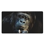 マウスパッド 考えてるゴリラ 大型 ゲーミング 特大 おおきい ゴム底 光学式 マウス対応 滑り止め 耐久性 良い おしゃれ かわいい 防水 適度な表面摩擦 40cm X 75cm w81