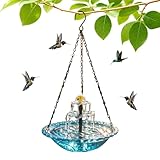Bain solaire pour oiseaux, bol d'eau pour colibri extérieur | Bain d'oiseaux suspendu - Bol en verre artistique pour jardin, patio, arrière-cour, païo avant, balcon, terrasse, Ptio,