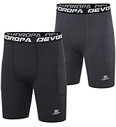DEVOROPA Youth Boys' Compression Shorts Performance Athletic Base Layers Workout Training Underwe...