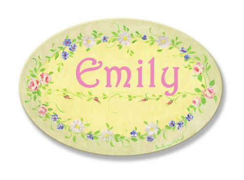 Plaque ovale personnalisée avec motif floral vert pour une chambre douce