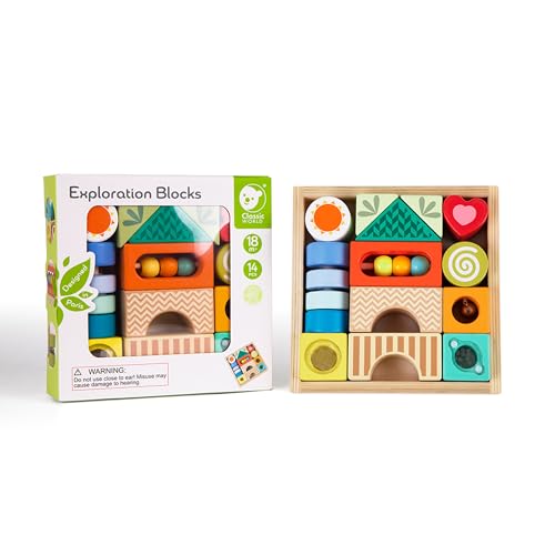 Classic World - Explosionsblock 54174, 18 Blöcke mit Verschiedenen Funktionen, Fördert Feinmotorik und Kreativität, ab 9 Monaten