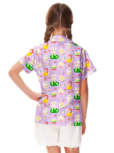 Image of Remimi Unisex Kids 4th of July Button Up Shirt Boys American Flag Print Hawaiian Beach Short Sleeve Tops 5-14 Years