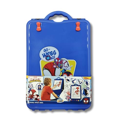 Spidey Caballete portátil para niños, maletín de artista con juego de pintura, kit creativo para manualidades a partir de 3 años, pizarra de dibujo DIY con accesorios, juguete Spiderman, idea de