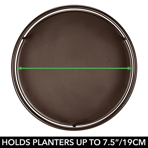 Mdesign Metal 15-Inch Tall Circular Plant Stand, Planter Holder Contemporary Design Round Tray For Table, Garden; Holds Indoor/Outdoor Plants, Flower Pot - Concerto Collection - 2 Pack - Bronze #TOP5