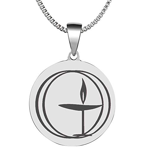 Laser Engraved Flaming Chalice Symbol Talisman Seal Stainless Steel Pendant Necklace Well Polished