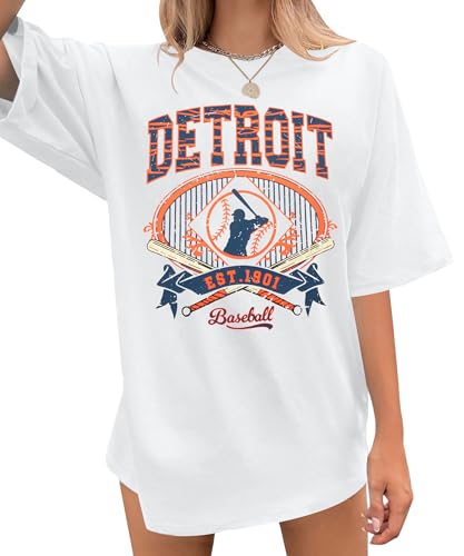 Baseball Shirt Women Oversized Baseball Game Day Shirts Baseball Fan T-Shirt Baseball Mama Short Sleeve Tee Top