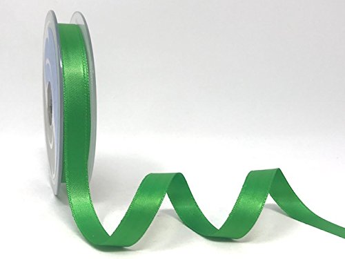 Safisa Grass Green Satin 11mm Ribbon by on a 3m Length (N.B. This is a Cut from a roll Presented on a Bertie's Bows Card)
