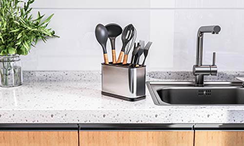 Kitchen Utensil Holder for Countertop Flatware Organizer Stainless Steel Rust Proof Utensils Crock Holder Organizer