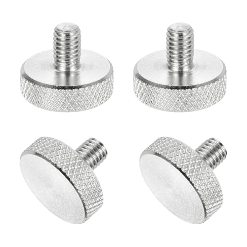 MECCANIXITY 4 Pcs M5x8mm Flat Head Knurled Thumb Screws, 304 Stainless Steel Fully Threaded Thumbscrew Bolts Fasteners for PC Computer Cases Graphics Card, Silver