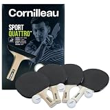 Cornilleau - Sport Pack Quattro - Set di 4 racchette da ping pong e 4 palline - ITTF 1-Star Rubber - Precisione e controllo