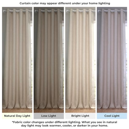 Image of HPD Half Price Drapes - Grommet Faux Linen Curtains for Living Room (1 Panel) - 50W X 96L - Textured Room Darkening Curtains for Bedroom 96 Inches Long - Drapes for Home Decor, Thatched Tan
