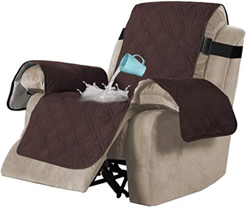 100% Waterproof Recliner Chair Cover Furniture Protectors for Recliners Sofa Cover Slipcovers for Leather Sofa Protect from Pets/Kids with Elastic Strap and Non Slip Backing (Recliner 22", Black)