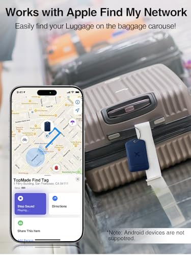 Image of TopMade Luggage Tags, Works with Apple Find My, Smart Suitcase Tag Tracker