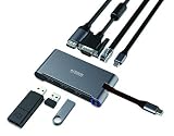 Urban Factory Hub Usb C Hdmi - Dock Station Portable Universelle Compatible Notebook Laptop Hub Usb 3.0 Type C et 3 Ports Usb 3.0 avec Sortie Hdmi 4K VGA et Usb C (Inclus 1 Port Lan Gb Ethernet)
