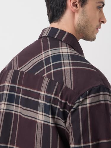Image of The Souled Store Plaid: Black /Blue /Red Checks Long Sleeve Collared Neck Button Down Cotton Relaxed Fit Shirts for Men and Boys - Classic and Casual Wardrobe Essentials