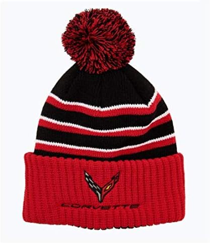 C8 Corvette Next Generation Beanie with Pom (Red)