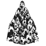 Yyoretp Capa unisex con capucha para adultos, diseño de balón de fútbol en blanco y negro, para Halloween, cosplay, disfraz de vampiro de la muerte