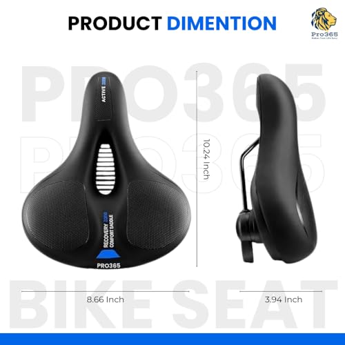 Image of PRO365 Universal Bike Seat | Waterproof Cycle Seat | Wide Long Lasting Memory Foam | Breathable Comfort Saddle | Red Reflective Strip | 1 Year Brand Warranty |