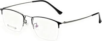Titanium Semi Rimless Prescription Glasses Frame For Men,Ultra Lightweight Optical Eyewear Frames Demo Lens 53mm