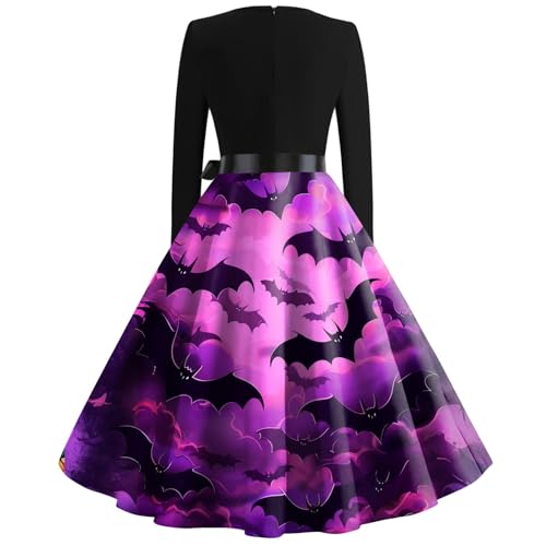 OIOLOYJM Sexy Plus Size Halloween Costumes Woman 2025 Long Sleeve V Neck Printed Gothic Retro Formal Party Dresses for Women