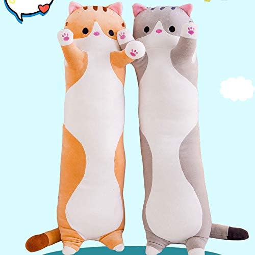 Cute Plushies Cats Doll Soft Stuffed Kitten Pillow Doll Toy Gift for Kids Girlfriend Stuffed Animals Plush Soft Toy Cuddle Cushion(Gray,35.4inch))