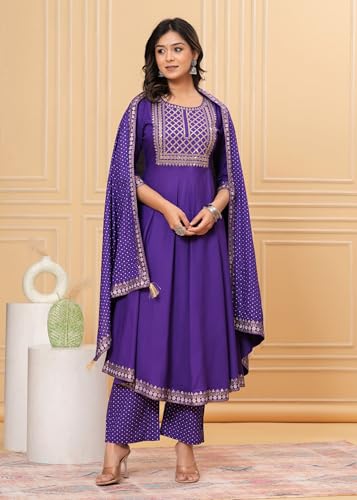 Women Embroidered Kurta set with Dupatta in Rayon fabric Indian Tunic Dress Ethnic Wear Collection For Women3