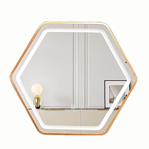 Espejo de pared hexagonal LED de 60 cm con iluminación funcional y marco metálico 2