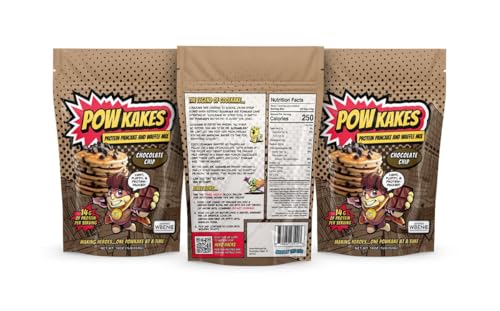 POWKAKES Protein Pancake Mix and Waffle Mix, Chocolate Chip (3