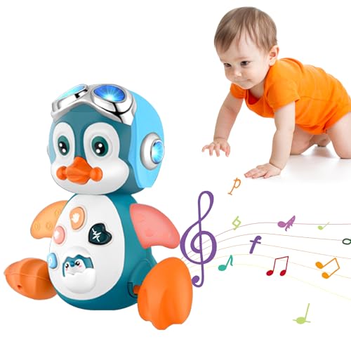 Image of Crawling Penguin Baby Musical Toys, Baby Tummy Time Toys for Infant 0-3 0-6 6-12 12-18 Months Music Learning Crawl Interactive Development Toy with LED Lights, Babies Toddler Boy Girl Birthday Gift