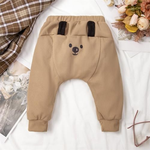 Baby Boys Baggy Sweatpants Elastic High Waist Jogger with Pockets Kids Fall Solid Color Cute Print Sports Pants2