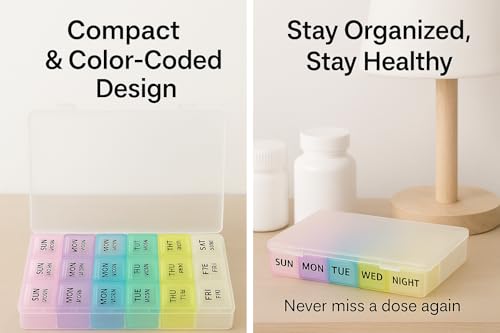 Image of Accuprints Pill Box Medicine Organizer |Size 18 x 11.5 cm| Weekly 7 Days 4 Times Storage 28 Compartments Case Moisture-Proof Portable Week Holder Container Daily use Planner Ideal for Travel Easy Home & Gifts
