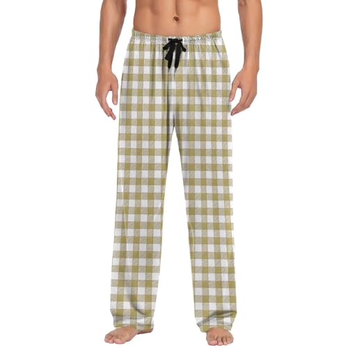 Campbell Men’s Plaid Pajama Pants Comfy Elastic Waist Pjs Bottoms Loose Straight Checkered Lounge Sweatpantswith Pockets4