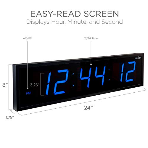 image for Ivation Huge Large Big Oversized Digital LED Clock - Shelf or Wall Mou