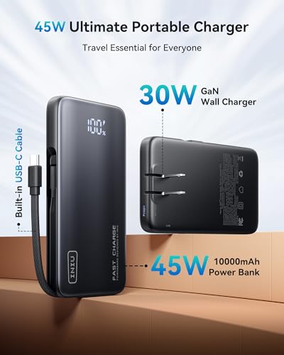 20% Off INIU 45W Portable Charger with Built-in AC Plug & Cable - Image 2