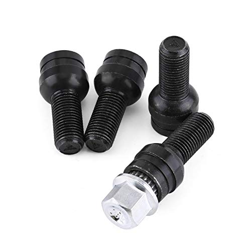 Fydun 4 piezas M14*1,5 mm Tornillos antirribo de acero y tuercas de seguridad con llave Tornillo de rueda de acero Tornillos Seguridad Coche