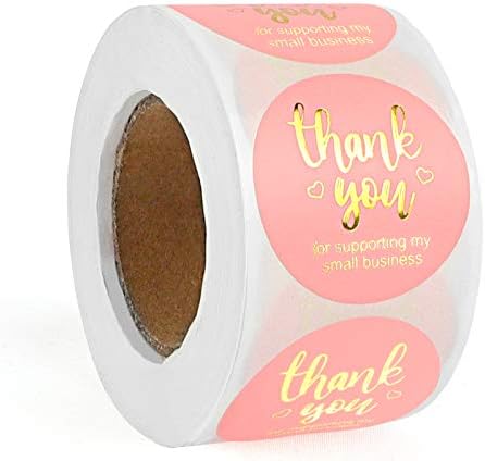 1.5 Inch Thank You Stickers Roll 500Pcs with Gold Foil Thank You for Supporting My Small Business Sticker Round Stickers Labels for Small Business Goods Boutique Bags Boxes Gift Decorations