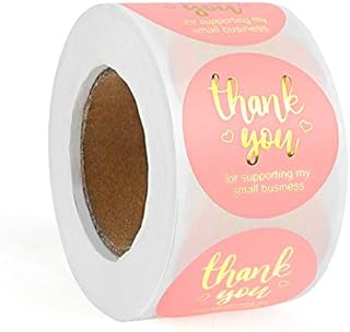 1.5 Inch Thank You Stickers Roll 500Pcs with Gold Foil Thank You for Supporting My Small Business Sticker Round Stickers Labels for Small Business Goods Boutique Bags Boxes Gift Decorations