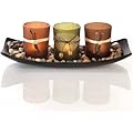 Dawhud Direct Natural Candlescape Set, 3 Decorative Candle Holders, Rocks and Tray