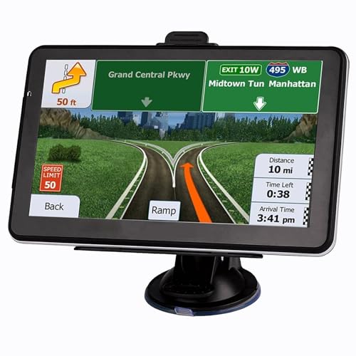 LONGRUF GPS Navigation for Car, Latest 2026 Map 7 inch Touch Screen Car GPS, Voice Turn Direction Guidance, Support Speed and Red Light Warning, Pre-Installed North America Lifetime map Free Update