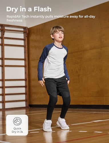 PATPAT Boys Compression Pants, Quick Dry Leggings Tights for Sports Running Training Basketball, Athletic Base Layer Bottoms3