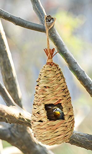 Home-X Straw Birdhouses, Outdoor Hanging Birdhouses, Bird House And Nesting Accessories, 10" L X 6" W X 5" H, Natural Straw. Set Of 2 #TOP6