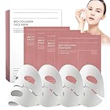Bio Collagen Mask Korean, 4 Stück Collagen Mask Overnight, Anti-Falten Collagens Maske, Real Deep...