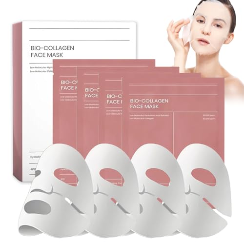 Bio Collagen Mask Korean, 4 Stück Collagen Mask Overnight, Anti-Falten Collagens Maske, Real Deep Masks, Kollagen Maskes Gesicht - Feuchtigkeitsspendende Kollagenmaske, für Frauen(1 Box-Set)
