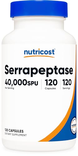 Nutricost Serrapeptase 40,000 SPU, 120 Capsules - Gluten Free, Non-GMO, and Vegetarian Friendly