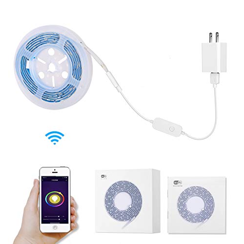 Bandes lumineuses Siruiku WIFI LED, bandes lumineuses sans fil de 6,56 pieds / 2 m, bandes de LED RVB étanches IP65 pour téléphone intelligent Cover