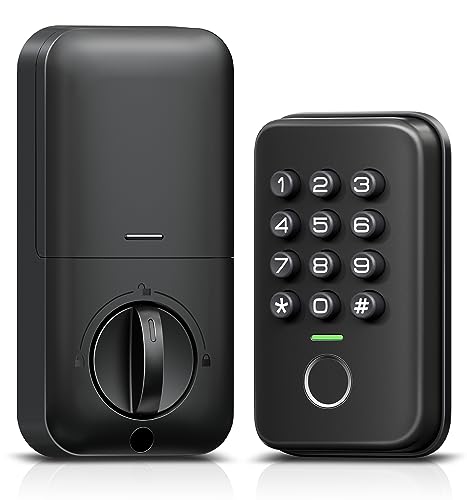 Veise Fingerprint Door Lock, Keyless Entry Door Lock with Biometric Deadbolt, Electronic Deadbolt Lock for Front Door, Backlit Keypad, Type-C Charger Port Backup Power, Auto-Lock, Easy Install, Black Veise Fingerprint Door Lock, Keyless Entry Door Lock with Biometric Deadbolt, Electronic Deadbolt Lock for Front Door, Backlit Keypad, Type-C Charger Port Backup Power, Auto-Lock, Easy Install, Black