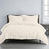 Kotton Culture 3 Pc Butter Ruffle Trim Duvet Cover Set Queen/Full Size -100% Egyptian Cotton 600 TC Frilled, Shabby Chic Bohemian- French Style- Farmhouse Decorative-Cute Comforter Cover- 90