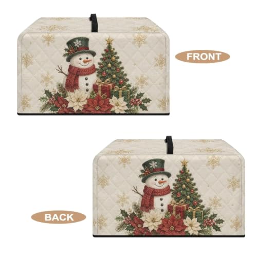 Image of Christmas Microwave Oven Cover Dust-Proof Small Kitchen Appliance Protector Air Fryer Toaster Oven Cover, L, 20.9 x 15.7 x 12.4 Inches, Snowman Poinsettia Flower Beige